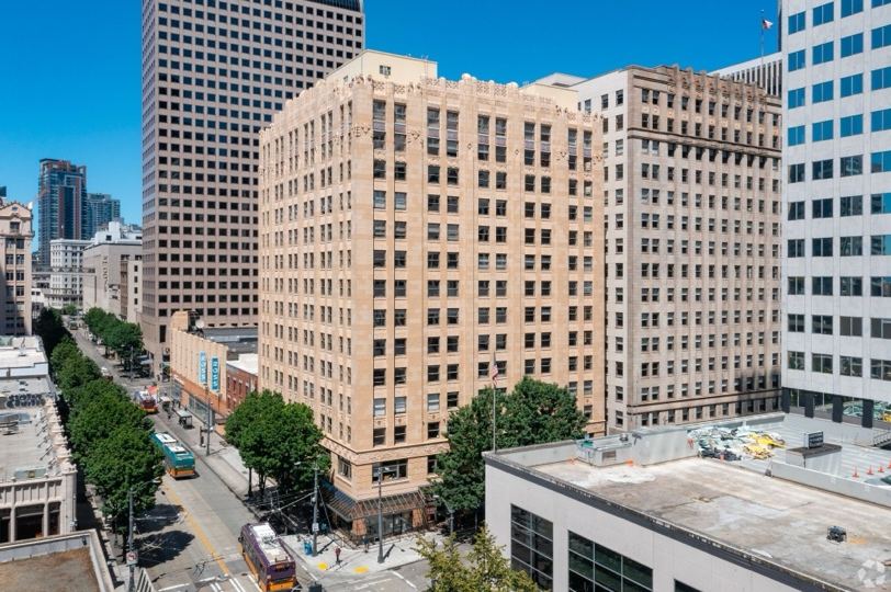 The historic Joseph Vance Building, a terracotta-clad early-twentieth-century tower in downtown Seattle